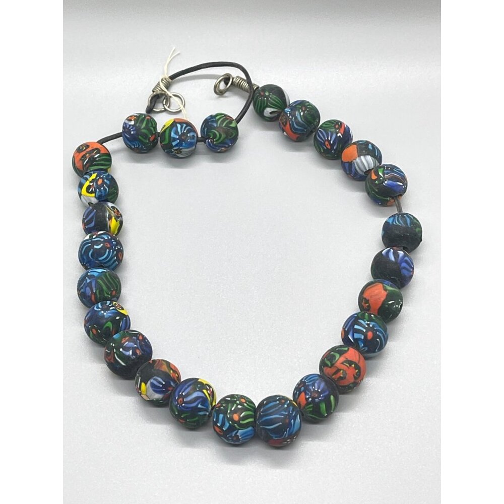 Vintage 25 Large Chunky Venetian Cane Millefiori Glass Trade Beads 20mm - Picture 5 of 8